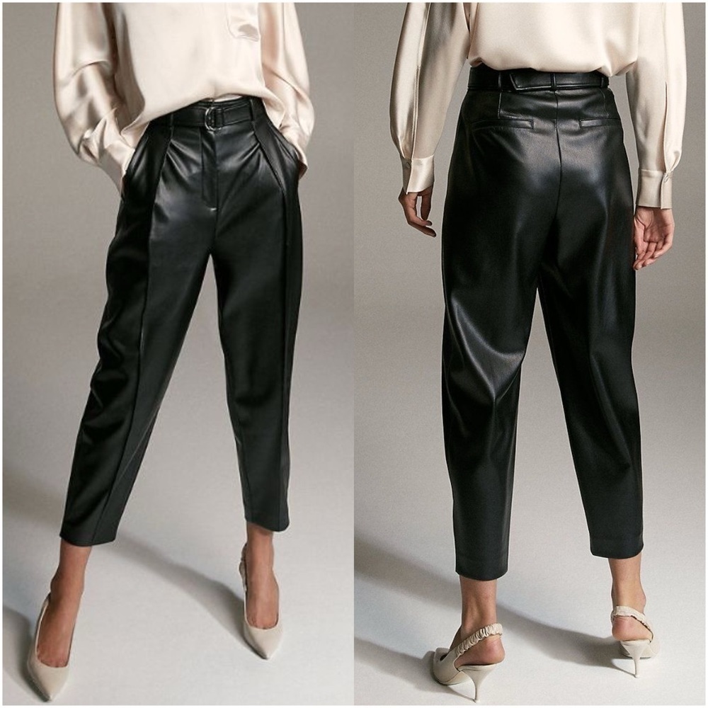 ARITZIA Babaton Vegan Leather Trousers In Black - Picture 1 of 6